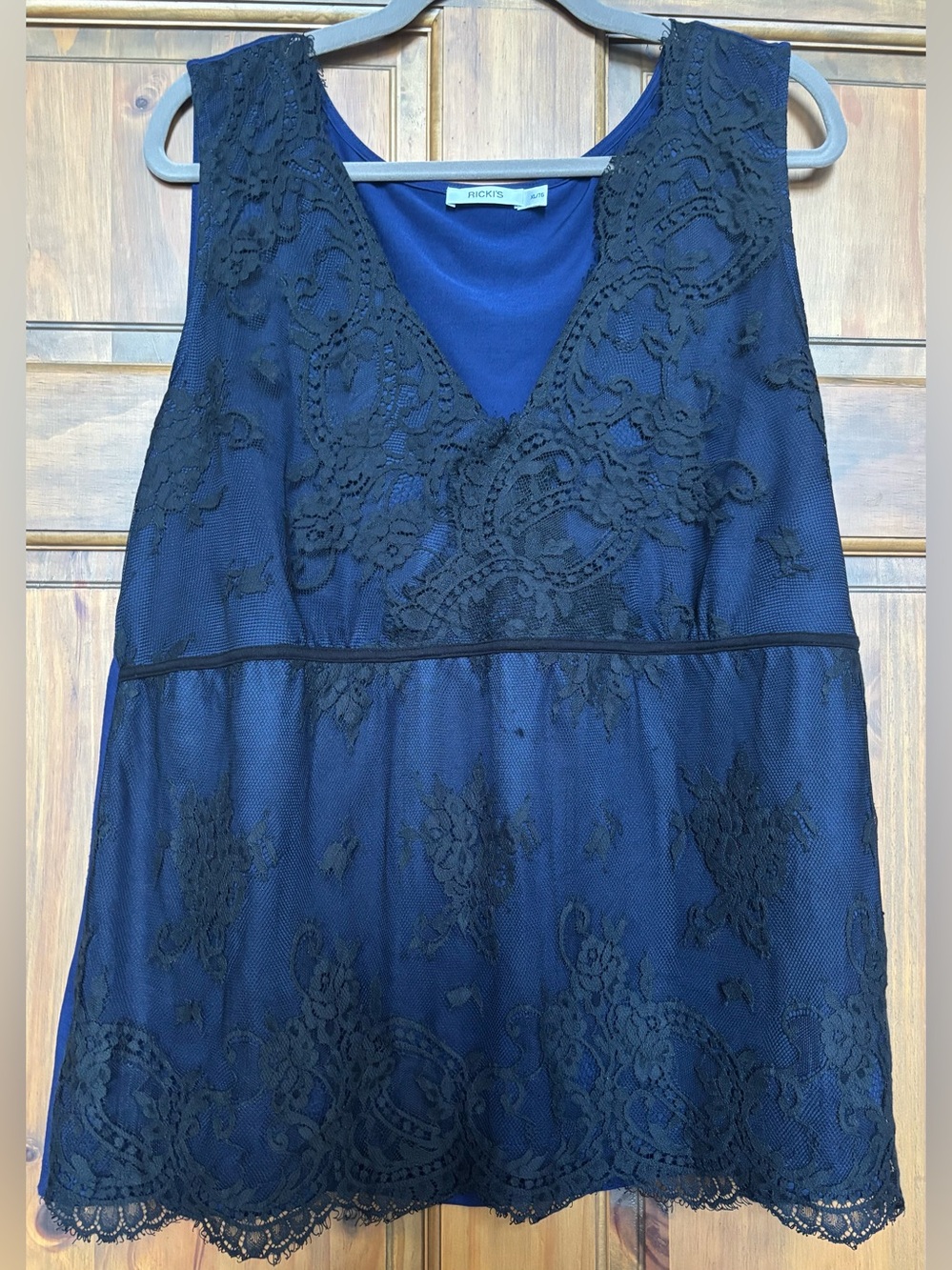 Ricki’s Women's Navy Lace Overlay V-Neck Tank Top